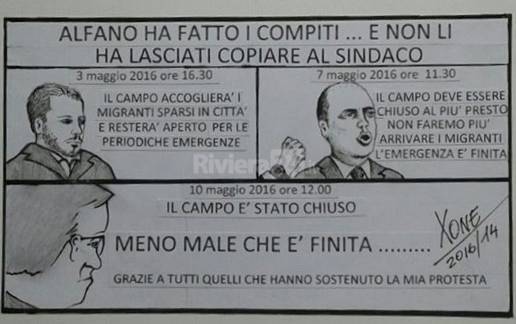 Ventimiglia, chiuso il centro di accoglienza in stazione: l’ultima vignetta di Perrone