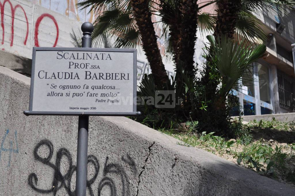 Imperia, inaugurata la “Scalinata Prof.ssa Claudia Barbieri”