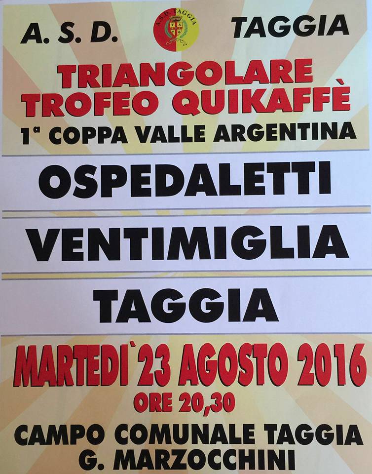 Domani al “Mazzocchini” triangolare Ospedaletti, Taggia e Ventimiglia