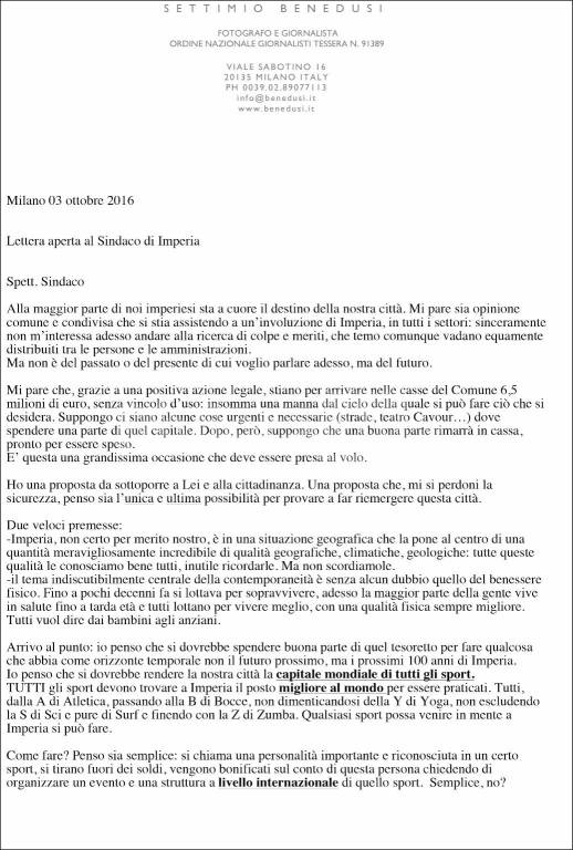 La proposta di Benedusi a Capacci: “Col tesoretto facciamo diventare Imperia capitale dello sport”