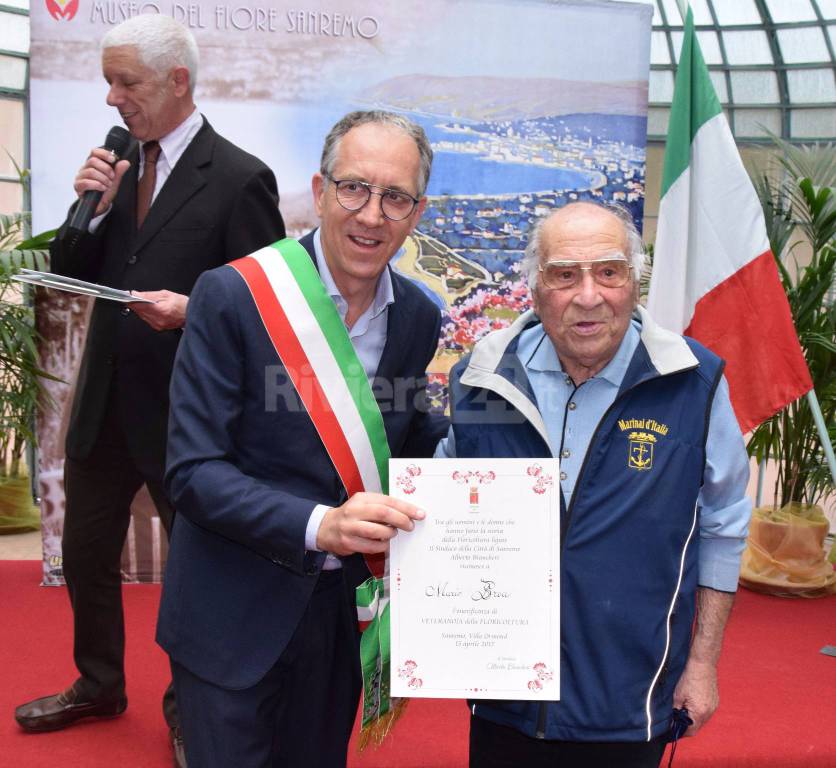 Sanremo, premiati i veterani della floricoltura. Al top Ida Brizio: ha 101 anni