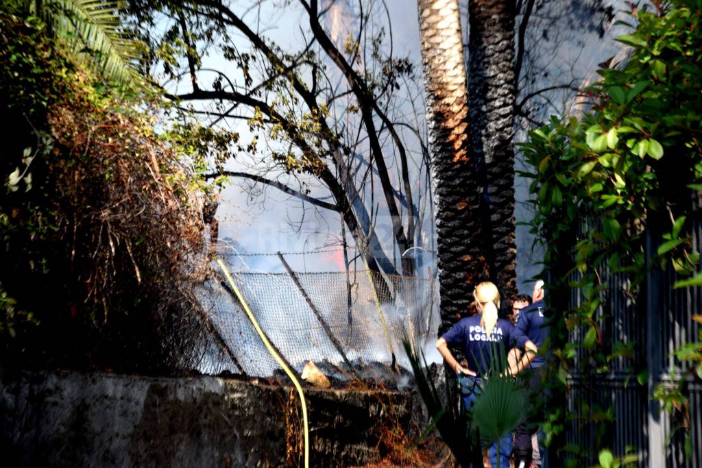 Bordighera, brucia terreno tra le case e il parco Winter