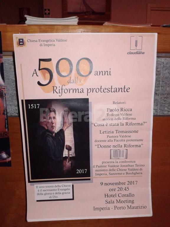 Imperia, i 500 anni della Riforma Protestante spiegati dal teologo Paolo Ricca