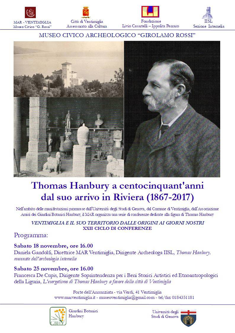 Ventimiglia, al Museo Civico Archeologico “Girolamo Rossi” si parla di Thomas Hanbury