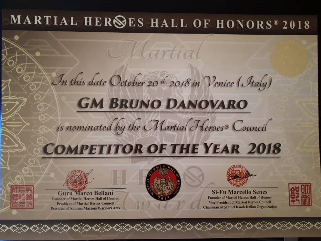 Il campione di MMA Bruno Danovaro eletto Competitor of the year 2018