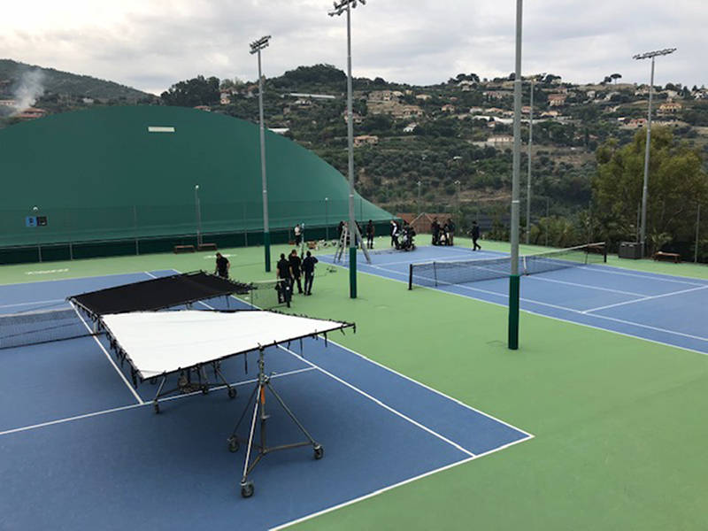 Bordighera, il Piatti Tennis Center set per le riprese dello spot di una nota casa di moda italiana