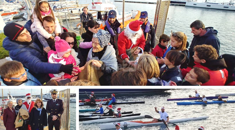 Sanremo, Babbo Natale e la Befana che vengono dal mare: festa sulla slitta-motovedetta della Capitaneria