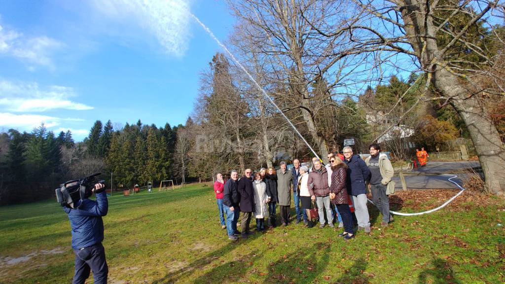 L&#8217;inaugurazione del pompa d&#8217;emergenza del prato di San Romolo