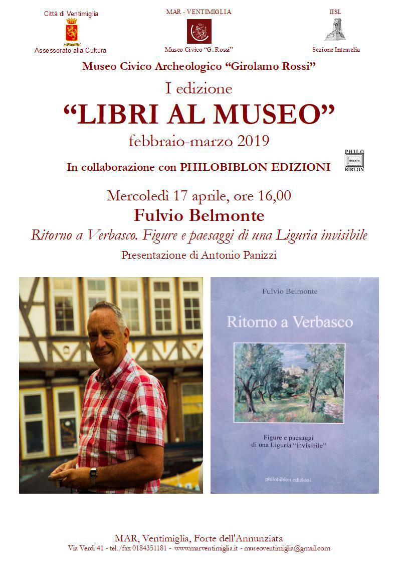 Ventimiglia, Fulvio Belmonte protagonista del ciclo di incontri “Libri al Museo”