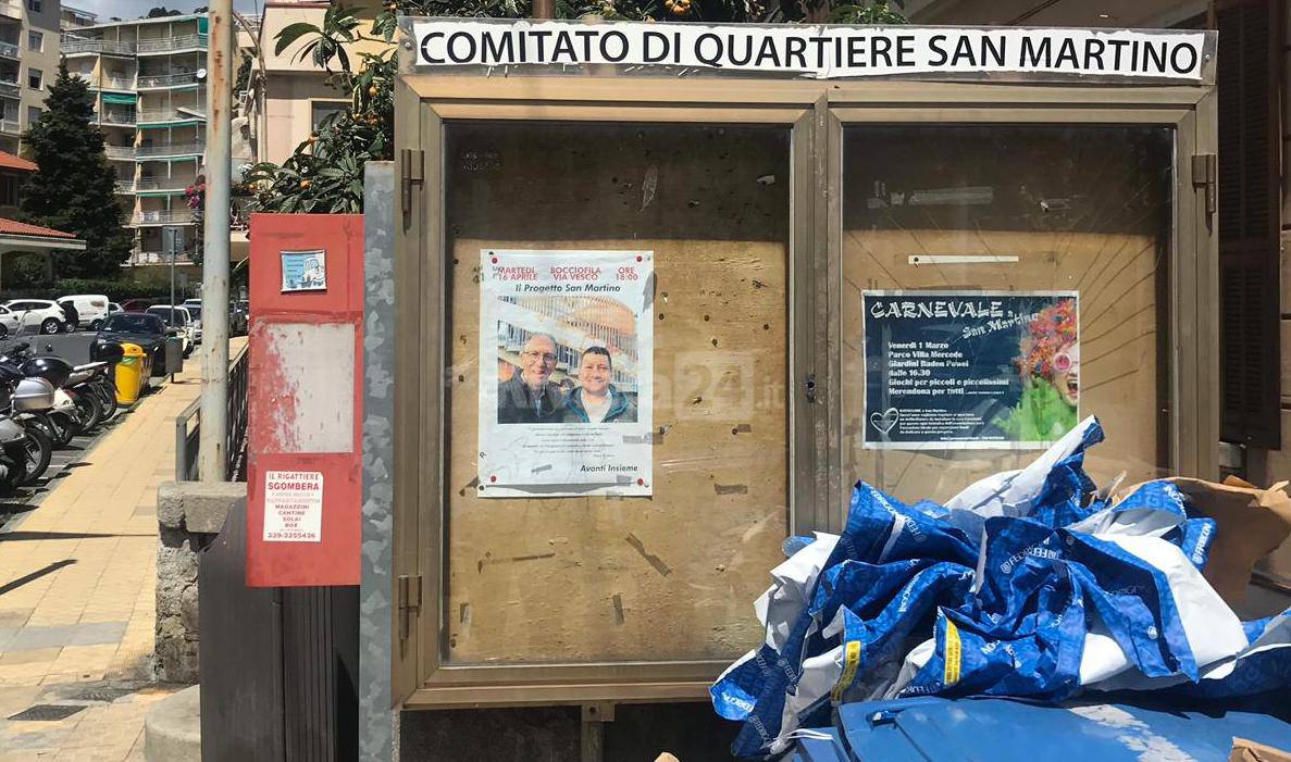 Sanremo, manifesto di un candidato Pd fuori dagli spazi consentiti: intervento della Municipale