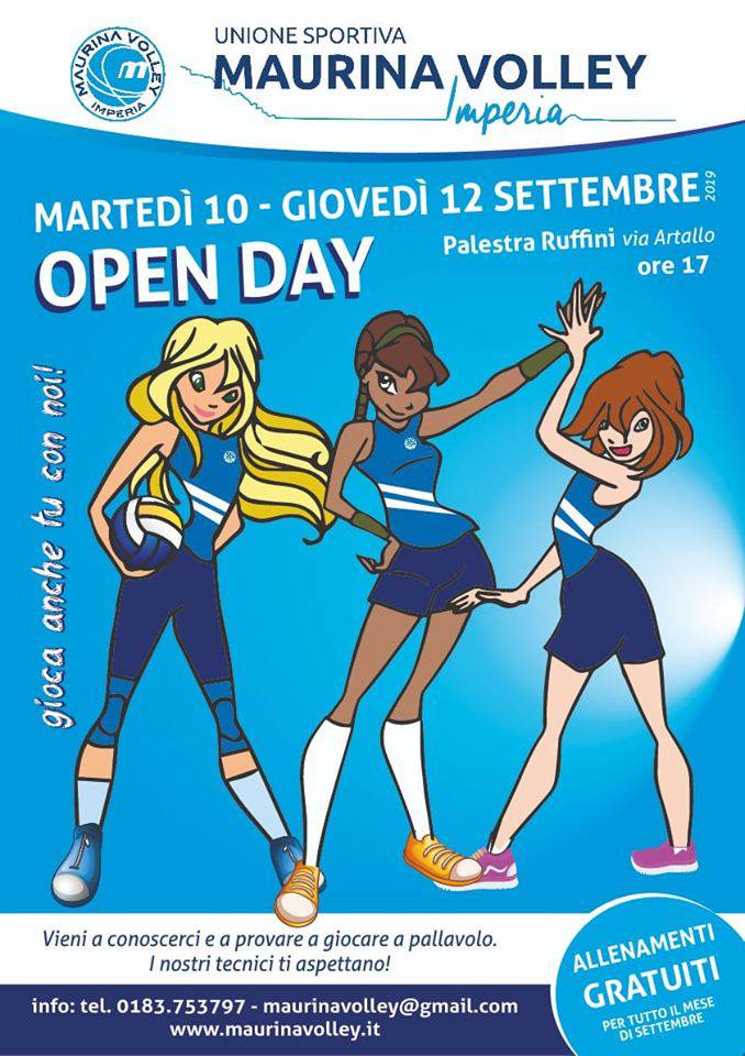 Imperia, al via l’open day della Maurina Volley