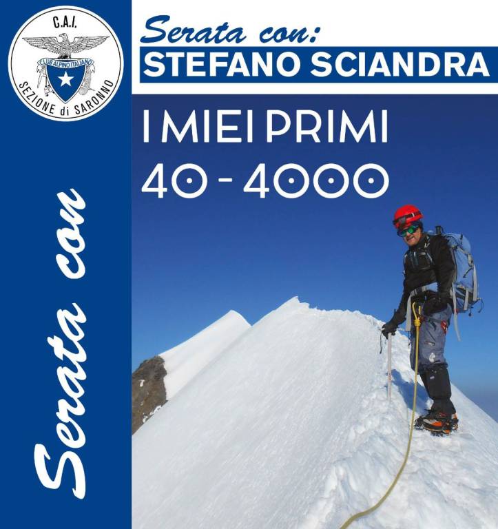 L’alpinista imperiese Stefano Sciandra proporrà “I miei primi 40 – 4000” a Saronno