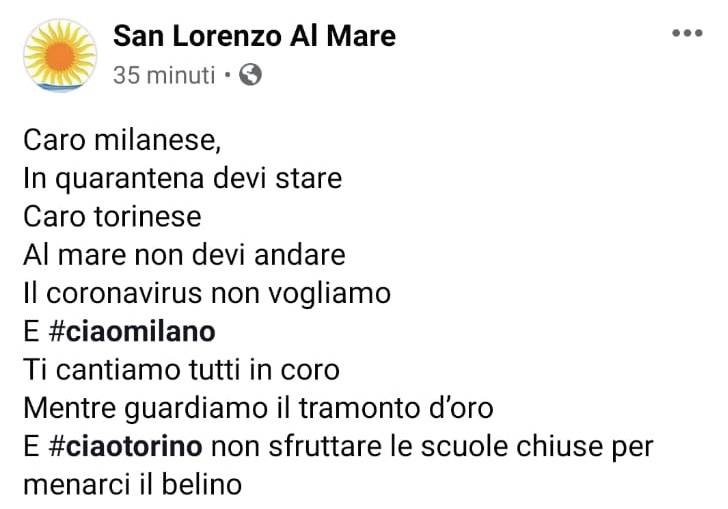 Coronavirus, filastrocca anti lombardi e piemontesi: i sindaci di San Lorenzo al Mare e Riva Ligure si dissociano