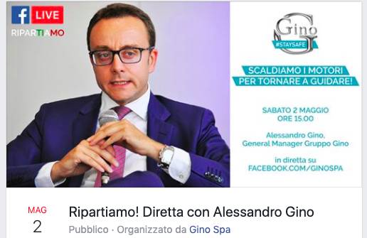 Gruppo Gino Auto Spa, in diretta su Facebook: “Scaldiamo i motori per ritornare a guidare”