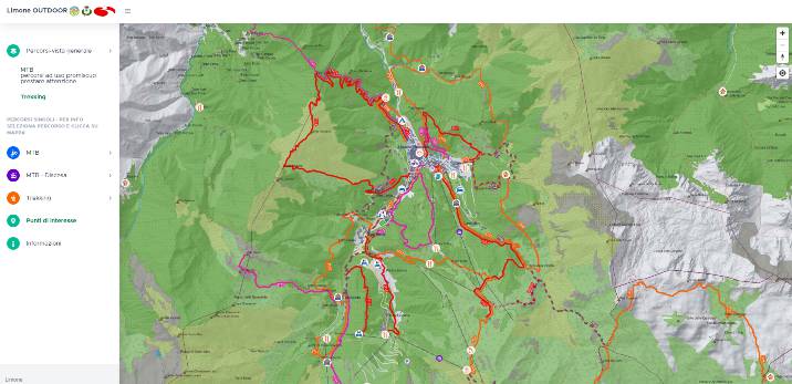 Limone mappa interattiva sentieri e percorsi per trekking e MTB