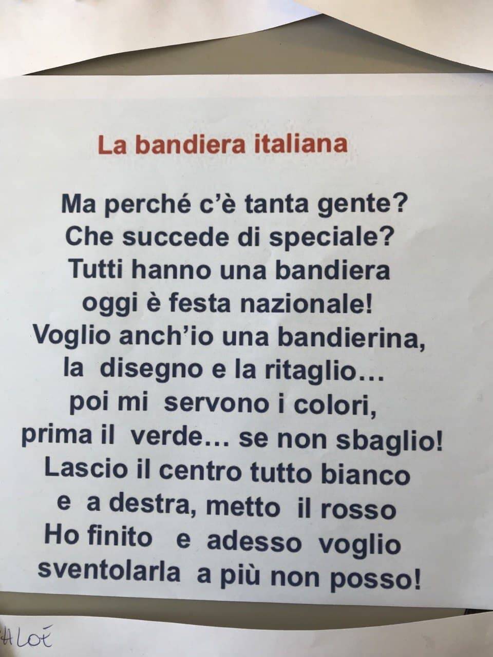 Unità nazionale a scuola dell'Infanzia dell'Istituto Comprensivo Bordighera