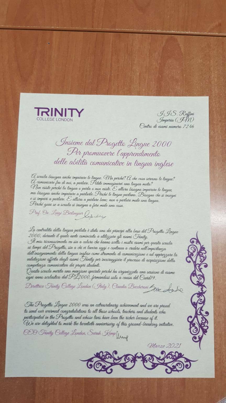  Certificazione Trinity al Ruffini 