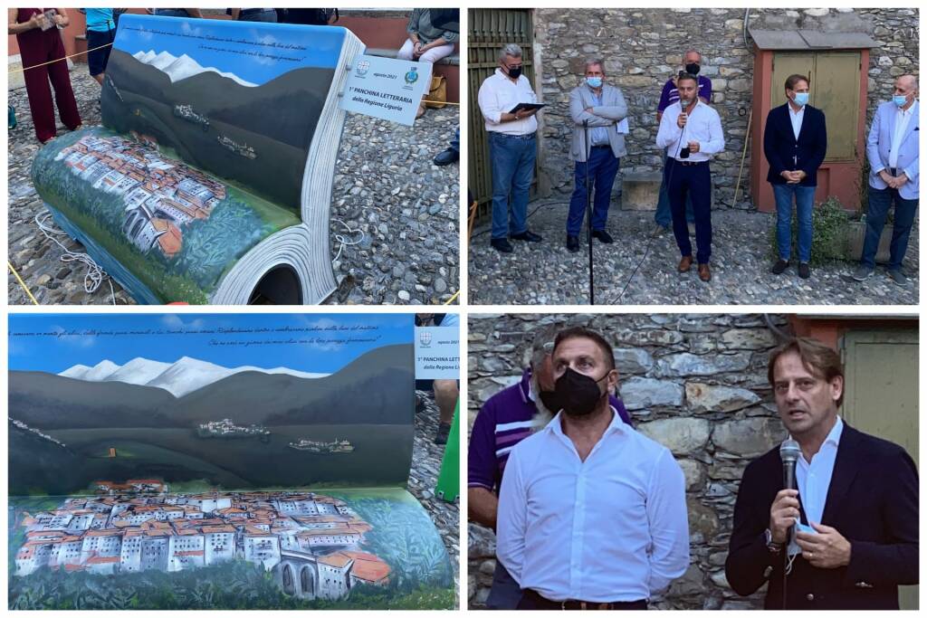 Pontedassio, inaugurata la prima panchina letteraria della Liguria