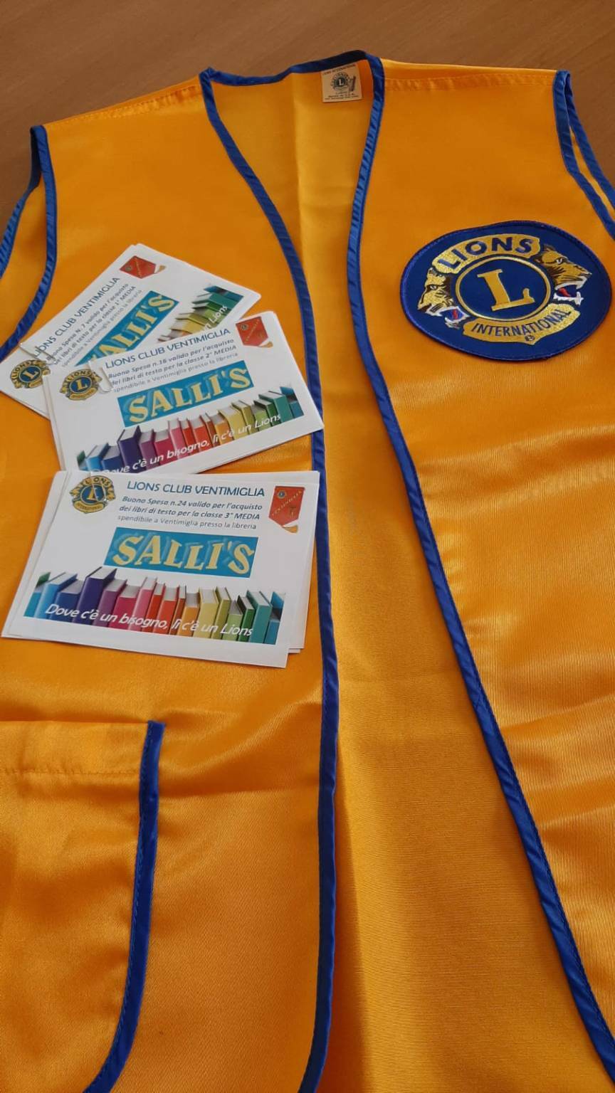 Il Lions Club Ventimiglia dona trenta buoni libro per gli studenti degli istituti Cavour-Roverino e Biancheri