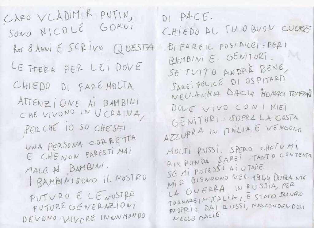 Lettera a Putin