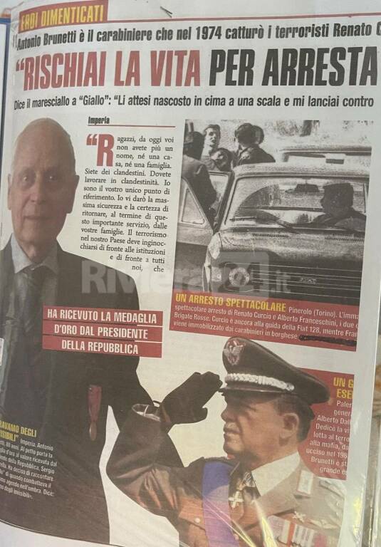 Imperia, il maresciallo dei carabinieri Antonio Brunetti apre la cerimonia per ricordare il generale Carlo Alberto dalla Chiesa a Roma