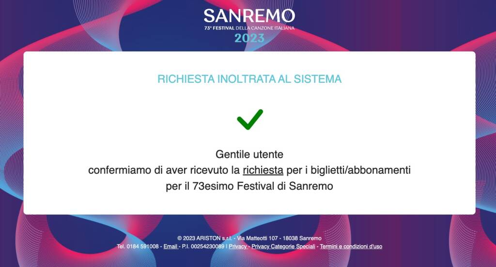 Abbonamenti Festival di Sanremo, tutto esaurito in 10 minuti