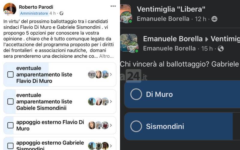 sondaggi Facebook ballottaggio ventimiglia