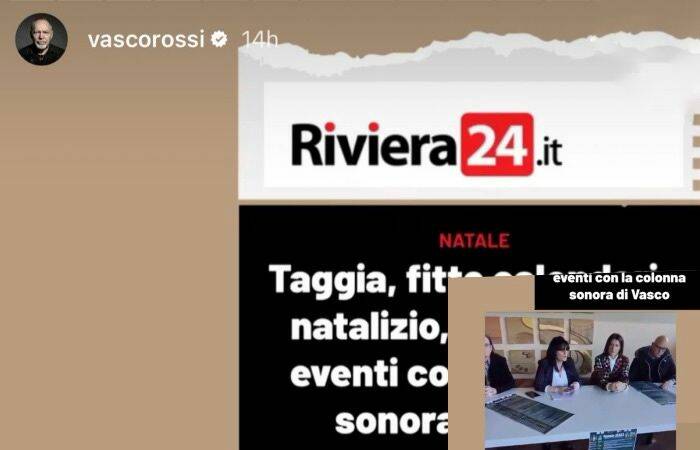 Vasco rilancia sui social il Natale di Taggia, sua la colonna sonora degli eventi