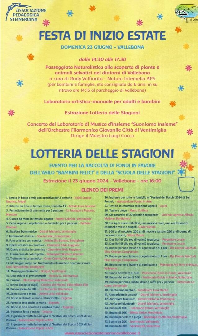 A Vallebona &#8220;Festa di inizio estate&#8221; con l&#8217;Associazione Pedagogica Steineriana