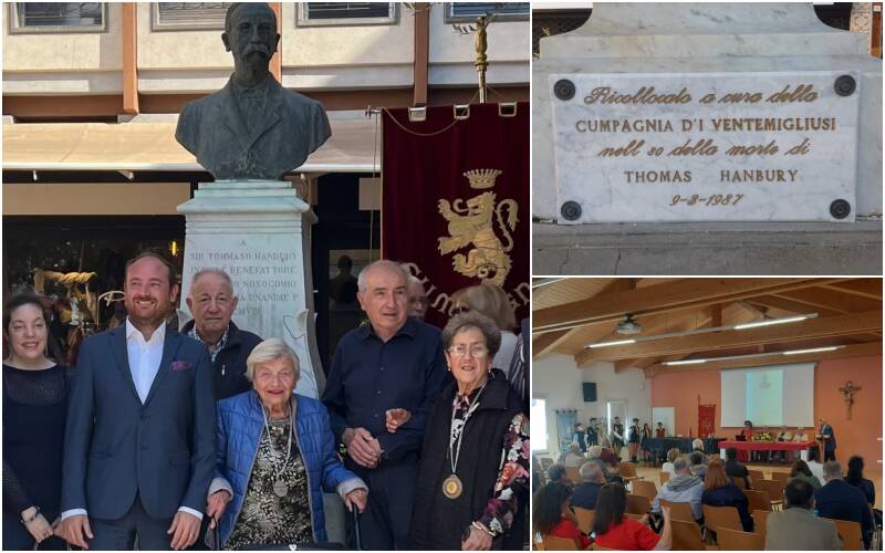 Ventimiglia, ricollocata la targa al monumento dedicato a Sir Thomas Hanbury